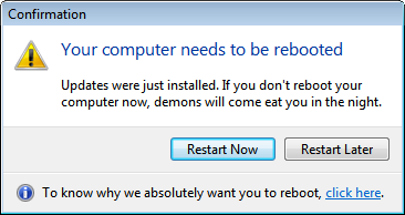 Reboot confirmation dialog under Windows Vista